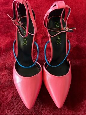Pink Pointed Toe Ankle Strap Heels